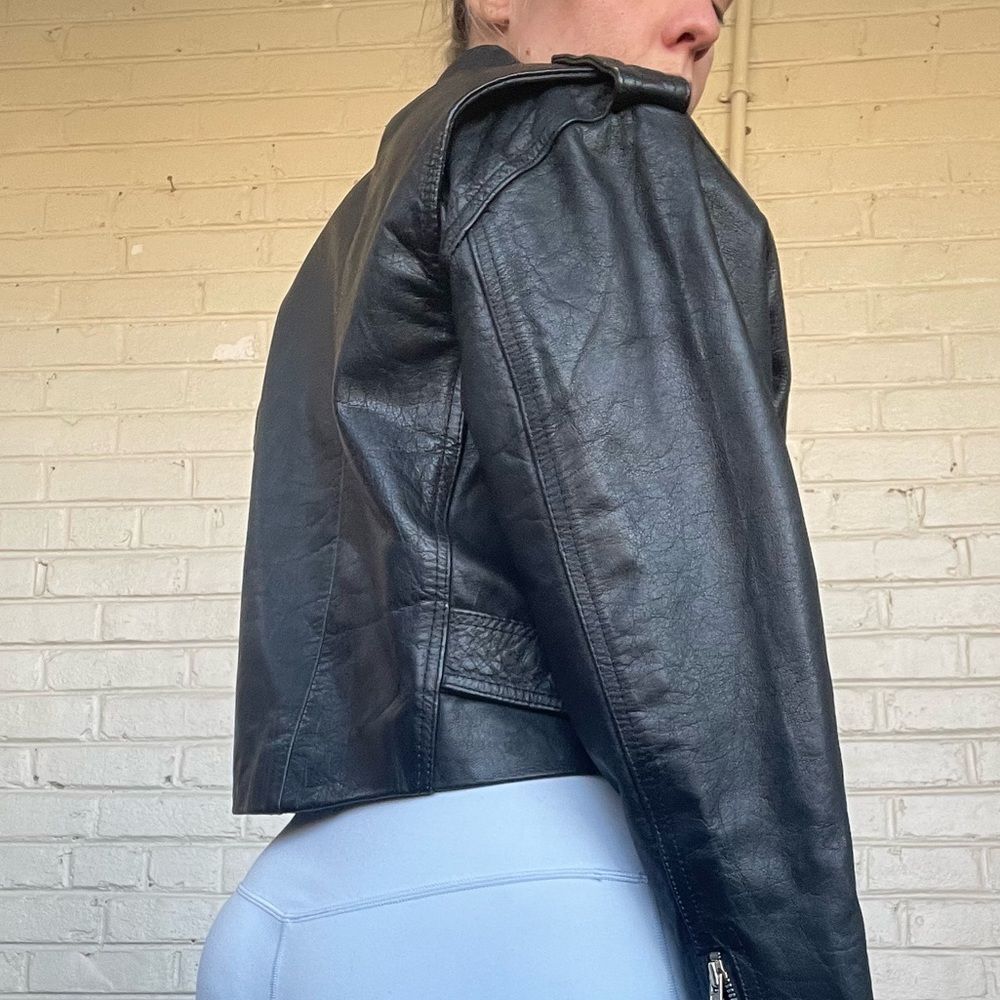 Protech Vintage Classic Biker Black Leather Jacket View 2